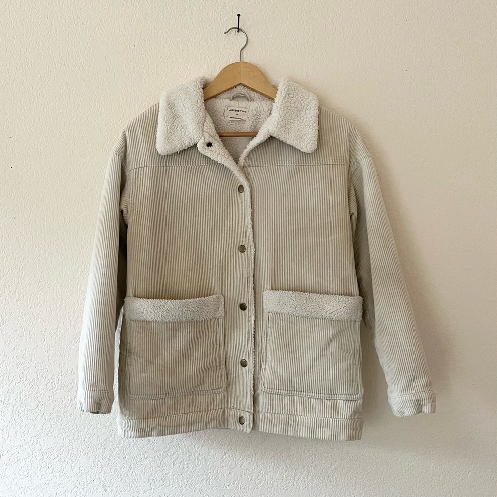 Jackson Rowe faux shearling flicker jacket, good condition, size XSmall
